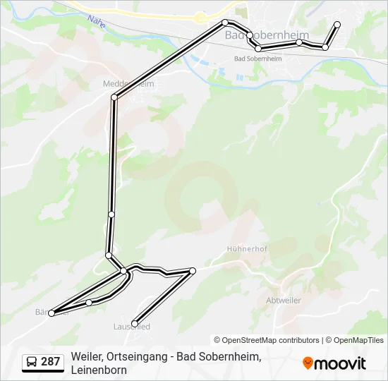 Автобус 287: карта маршрута