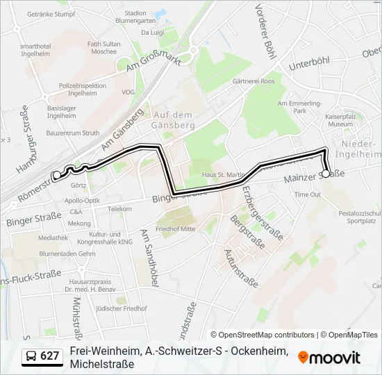 627 Bus Line Map