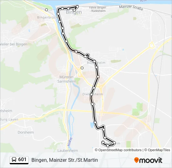 601 Bus Line Map