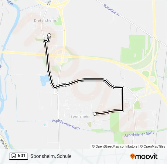 601 Bus Line Map