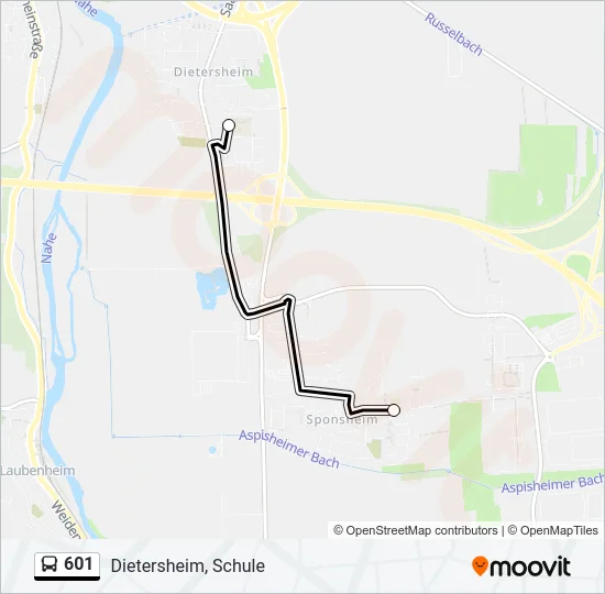601 Bus Line Map