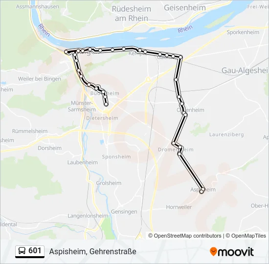 601 Bus Line Map