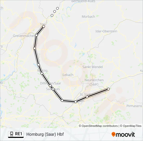 RE1 Train Line Map