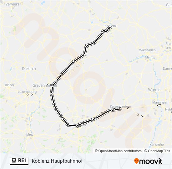 RE1 Train Line Map