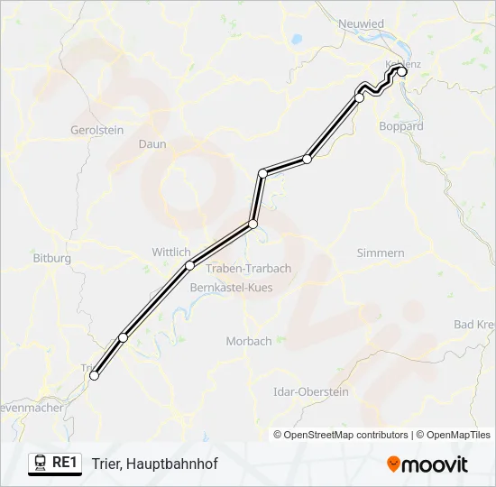 RE1 Train Line Map
