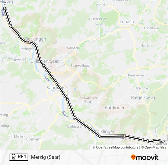 RE1 Train Line Map
