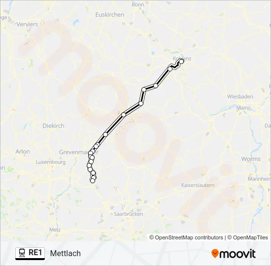 RE1 Train Line Map
