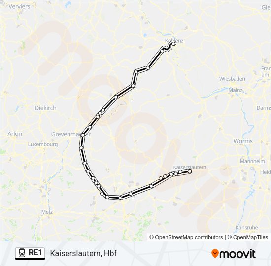 RE1 Train Line Map