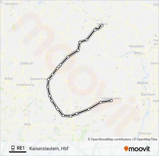 RE1 Train Line Map