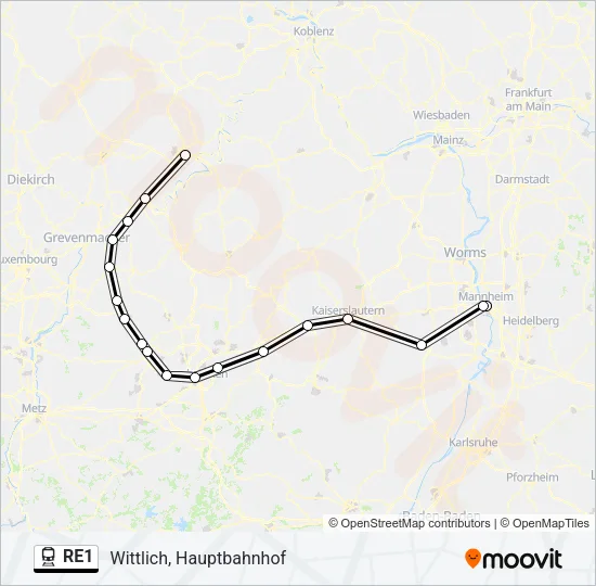 RE1 Train Line Map