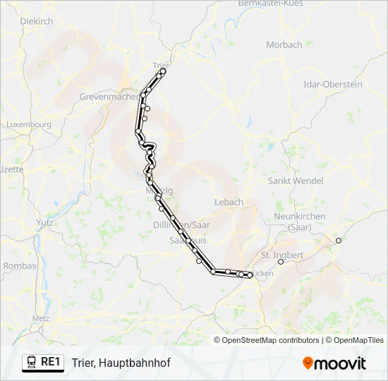 RE1 Train Line Map
