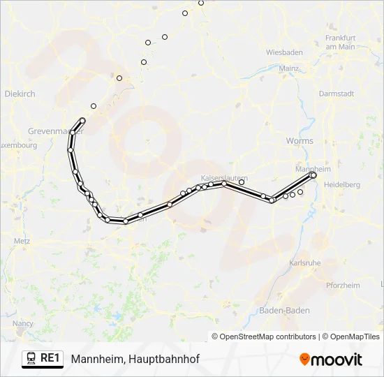 RE1 Train Line Map