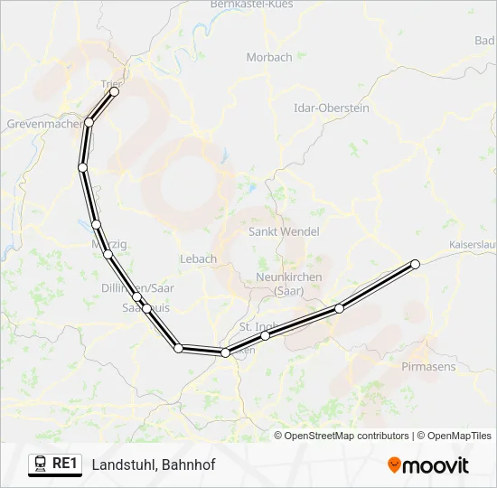 RE1 Train Line Map