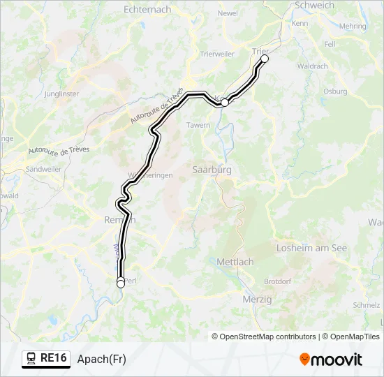 RE16 Train Line Map