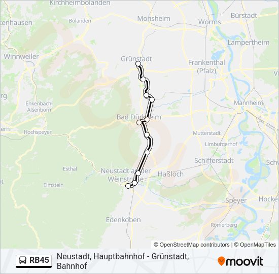 RB45 Bus Line Map
