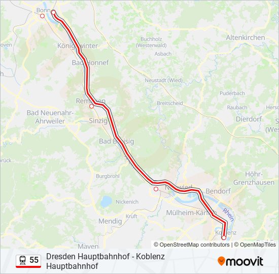 Поезд 55: карта маршрута