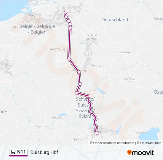 N11 Bus Line Map