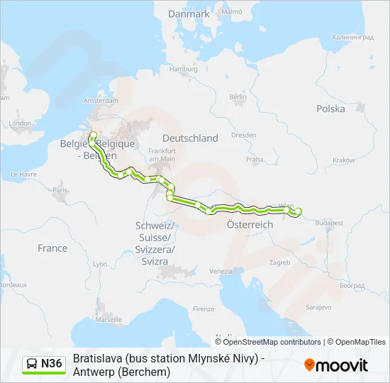 N36 Bus Line Map