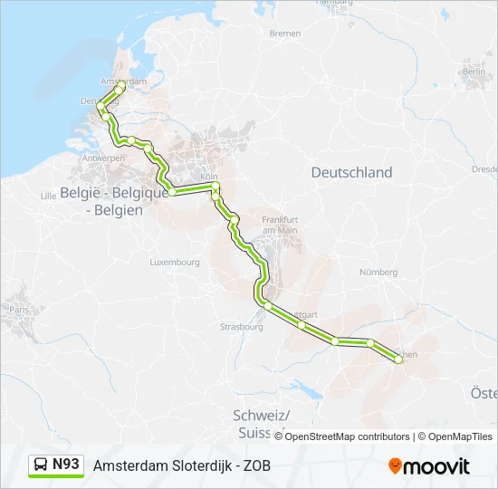 N93 Bus Line Map