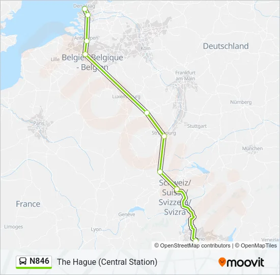 N846 Bus Line Map