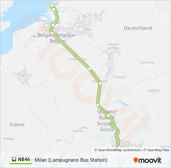 N846 Bus Line Map
