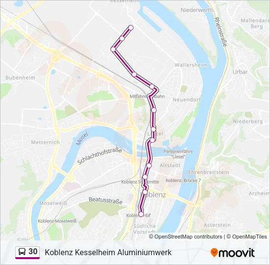 30 Bus Line Map