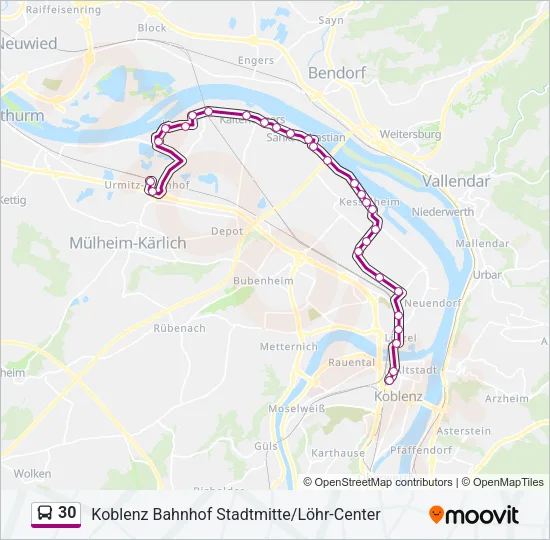 30 Bus Line Map