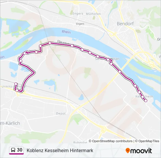 30 Bus Line Map