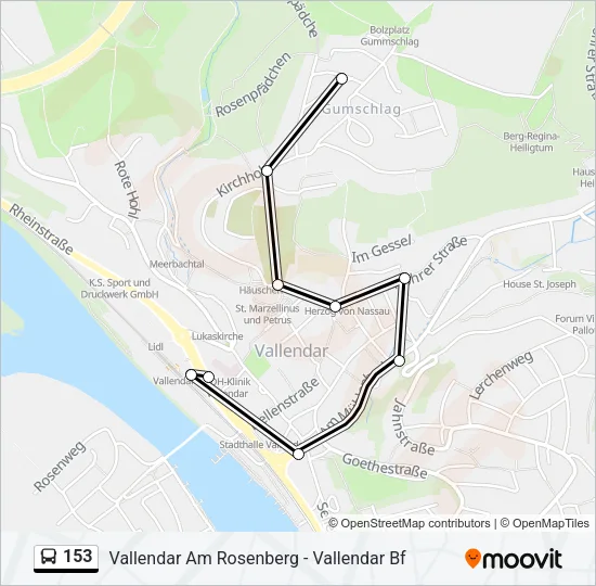 153 Bus Line Map