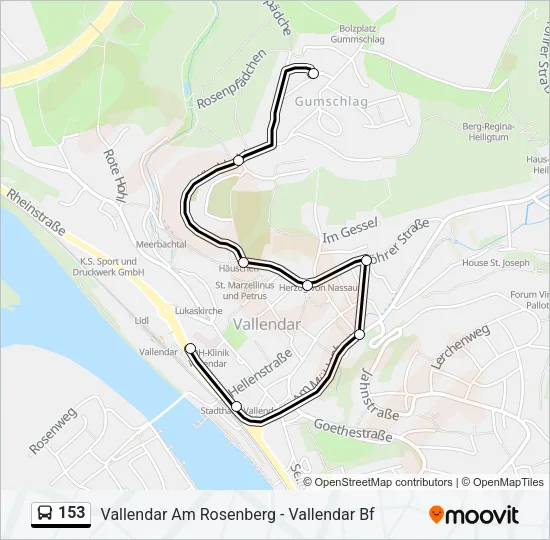 153 Bus Line Map