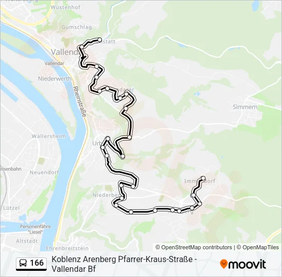 166 Bus Line Map