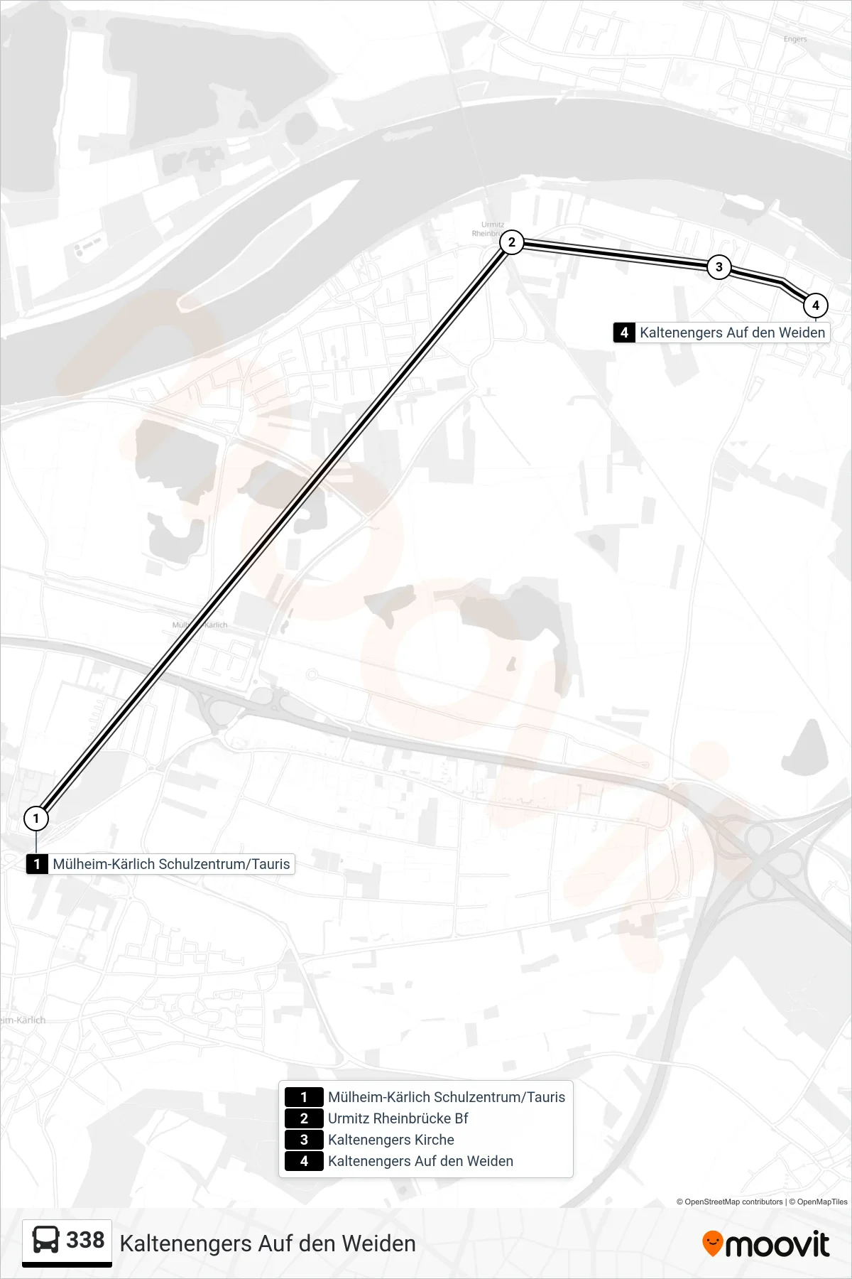 338 bus Line (Kaltenengers Auf den Weiden) route and stops on a map