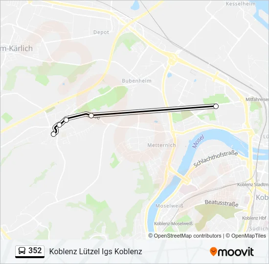 352 Bus Line Map