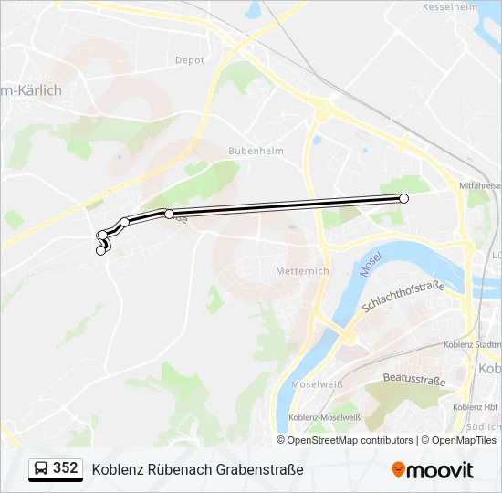 352 Bus Line Map