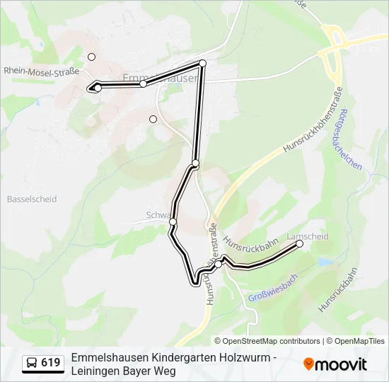 619 Bus Line Map