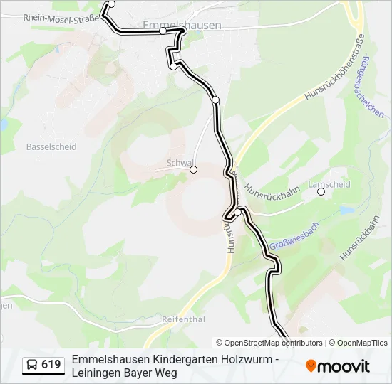 619 Bus Line Map