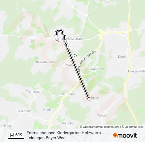 619 Bus Line Map
