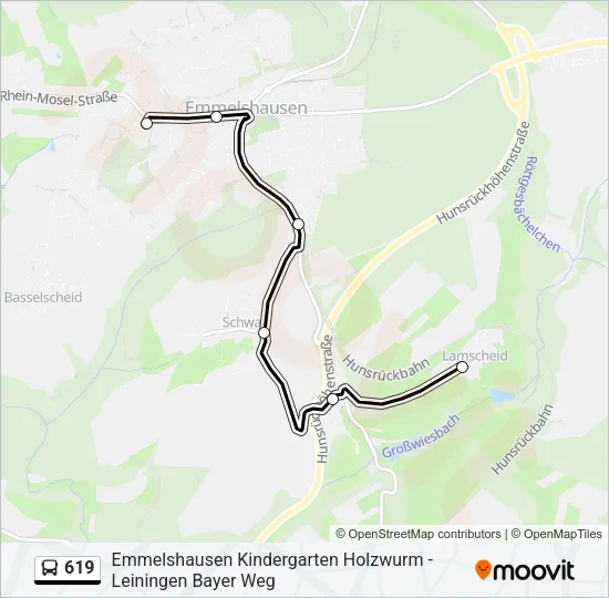 619 Bus Line Map