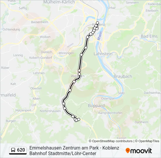 620 Bus Line Map