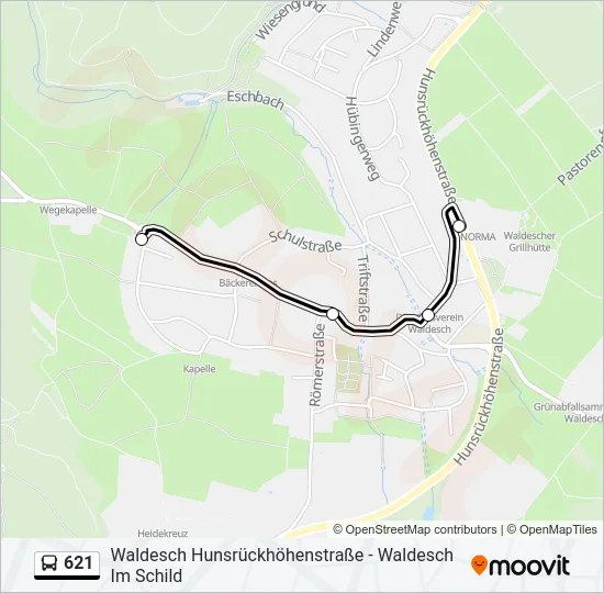 621 Bus Line Map