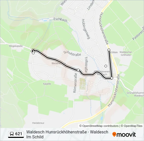 621 Bus Line Map