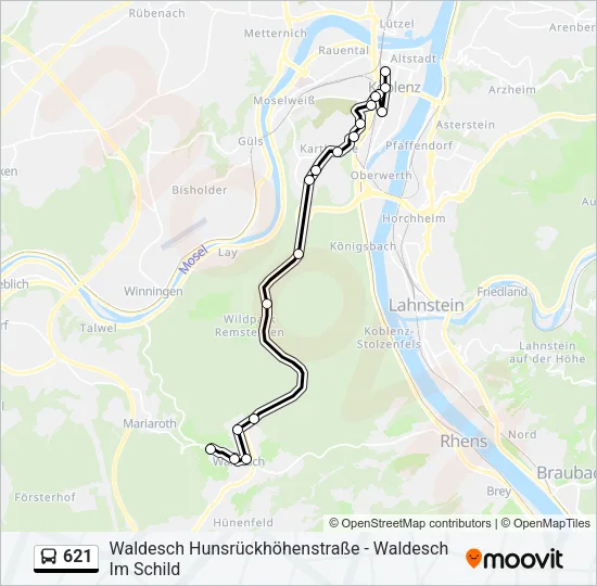 621 Bus Line Map
