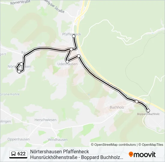 622 Bus Line Map