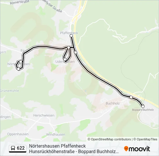 622 Bus Line Map