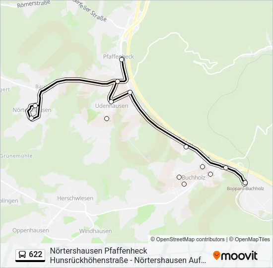 622 Bus Line Map