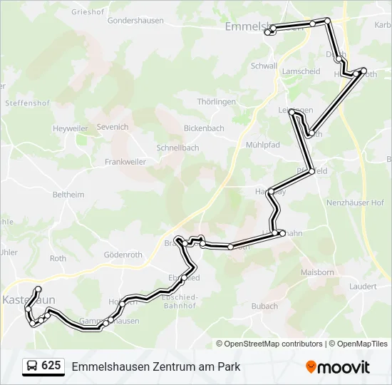 625 Bus Line Map