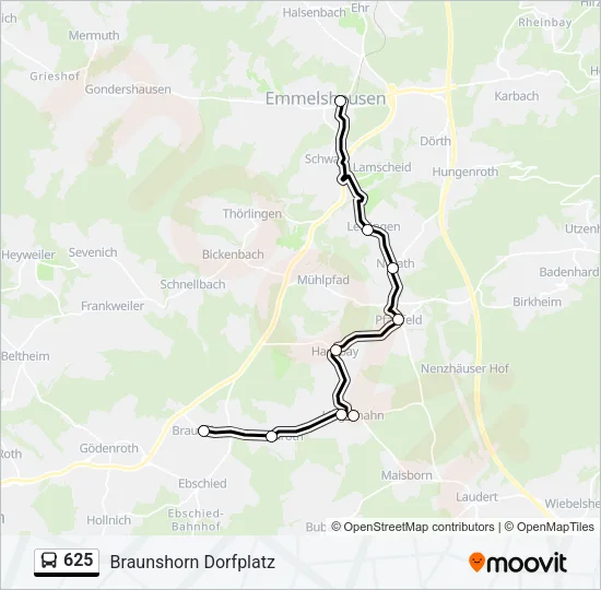 625 Bus Line Map