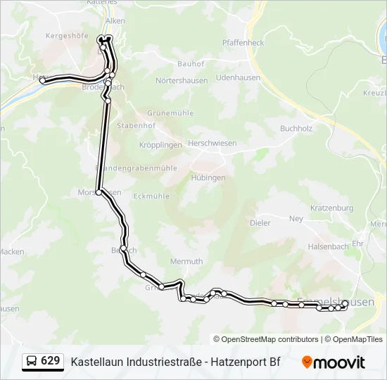 629 Bus Line Map