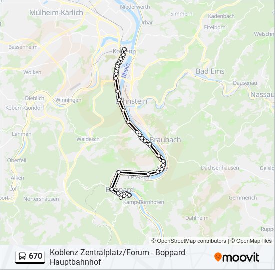 Автобус 670: карта маршрута