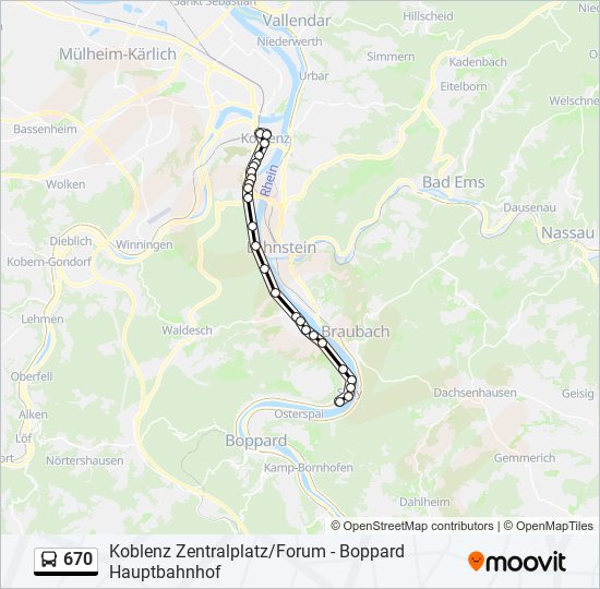 Автобус 670: карта маршрута